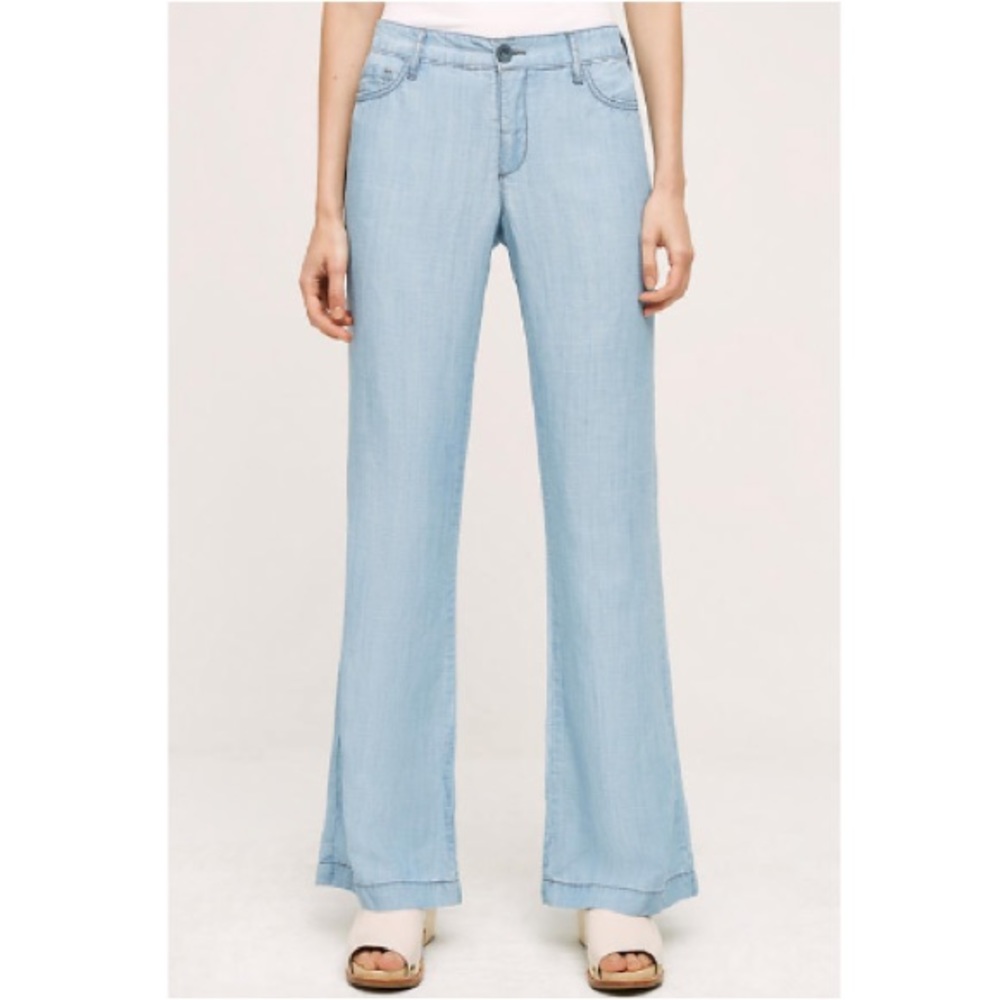 Pilcro Chambray Linen Flare Pants